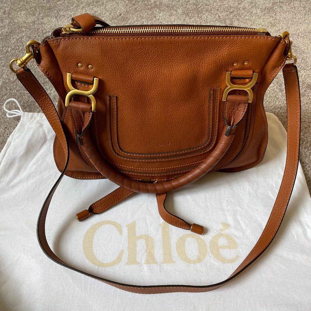 Chloe Marcie Medium Satchel - Tan (New)